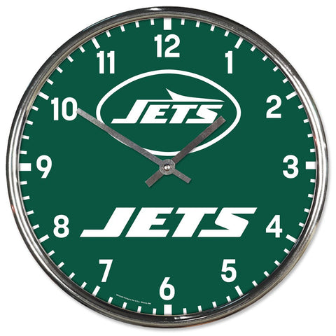 New York Jets Clock Round Wall Style Chrome Periodic Restock-0