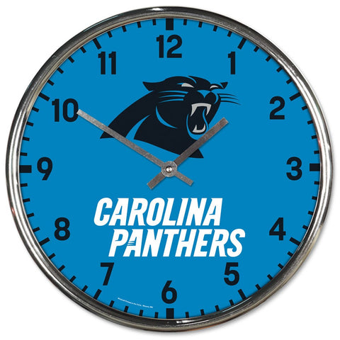 Carolina Panthers Round Chrome Wall Clock Periodic Restock-0