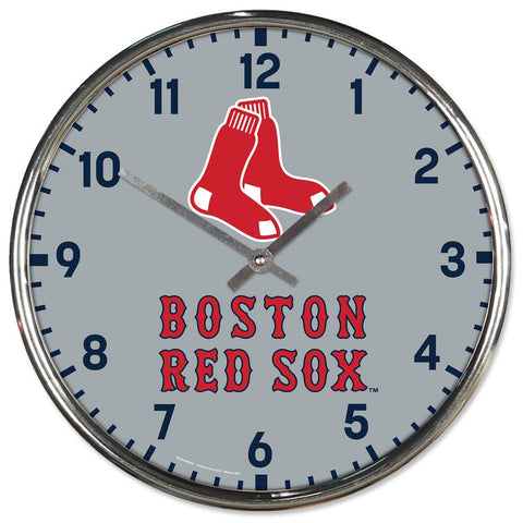 Boston Red Sox Round Chrome Wall Clock Periodic Restock-0