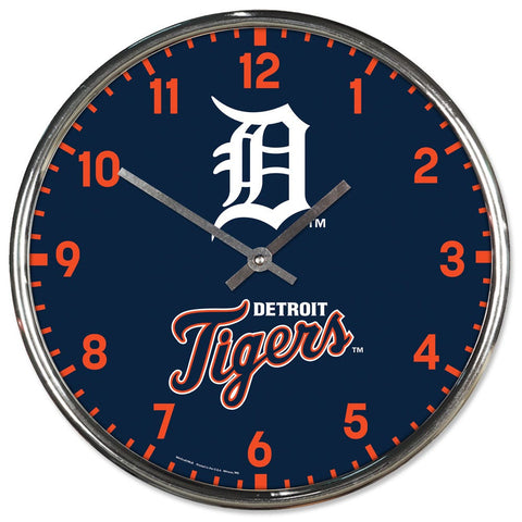Detroit Tigers Round Chrome Wall Clock Periodic Restock-0