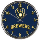 Milwaukee Brewers Clock Round Wall Style Chrome-0