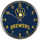 Milwaukee Brewers Clock Round Wall Style Chrome Periodic Restock-0