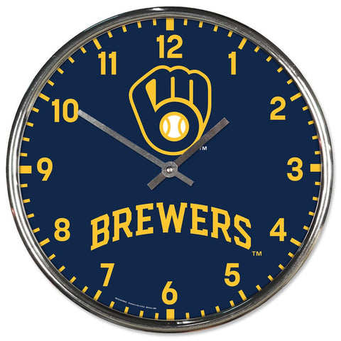 Milwaukee Brewers Clock Round Wall Style Chrome Periodic Restock-0