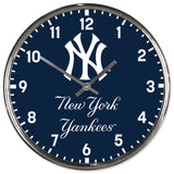 New York Yankees Round Chrome Wall Clock-0