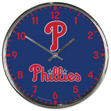 Philadelphia Phillies Clock Round Wall Style Chrome Periodic Restock-0