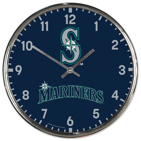 Seattle Mariners Clock Round Wall Style Chrome-0