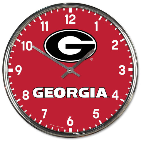 Georgia Bulldogs Clock Round Wall Style Chrome-0