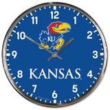 Kansas Jayhawks Round Chrome Wall Clock Periodic Restock-0