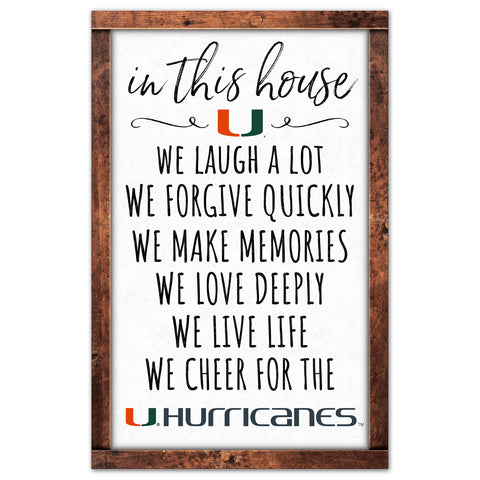 Miami Hurricanes Sign 11x17 Wood In This House-0