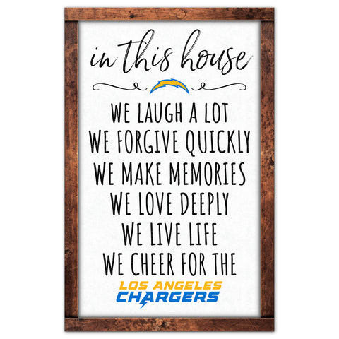 Los Angeles Chargers Sign 11x17 Wood In This House-0