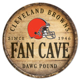 Cleveland Browns Sign Wood 14 Inch Round Barrel Top Design-0