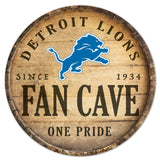 Detroit Lions Sign Wood 14 Inch Round Barrel Top Design-0