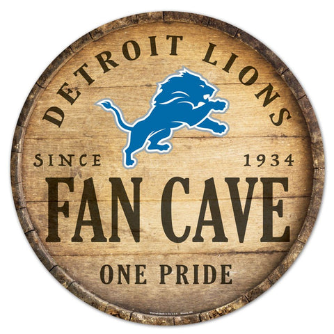Detroit Lions Sign Wood 14 Inch Round Barrel Top Design-0