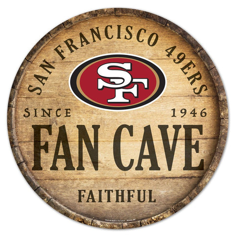 San Francisco 49ers Sign Wood 14 Inch Round Barrel Top Design-0