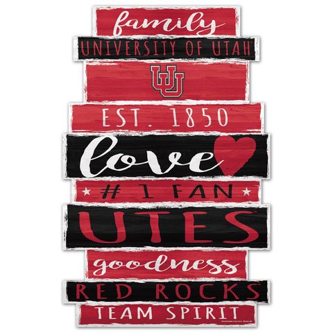 Utah Utes Sign 11x17 Wood Family Word-0