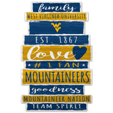 West Virginia Mountaineers Sign 11x17 Wood Family Word-0