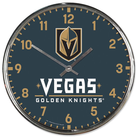 Vegas Golden Knights Clock Round Wall Style Chrome Periodic Restock-0