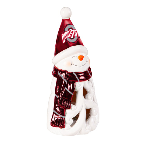 Ohio State Buckeyes Statue 8 Inch LED Snowman-0