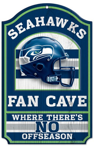 Seattle Seahawks Sign 11x17 Wood Fan Cave Design-0