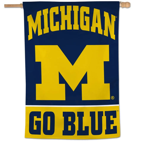 Michigan Wolverines Banner 28x40 Vertical Go Blue Design Special Order-0