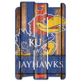Kansas Jayhawks Sign 11x17 Wood Fence Style-0
