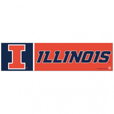 Illinois Fighting Illini Decal 3x12 Bumper Strip Style - Special Order-0