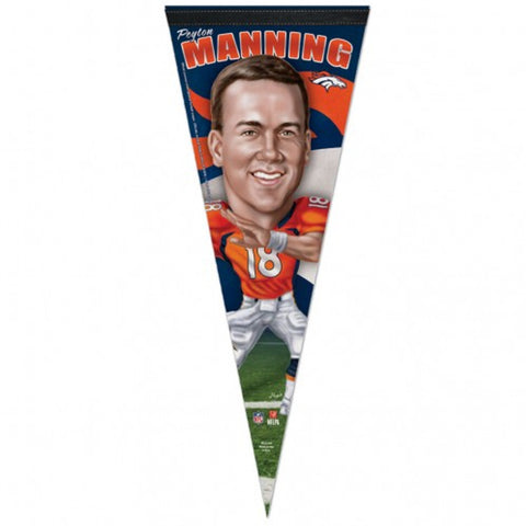 Denver Broncos Pennant 12x30 Premium Style Peyton Manning Caricature Design-0