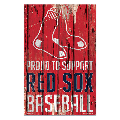 Boston Red Sox Sign 11x17 Wood Proud to Support Design-0