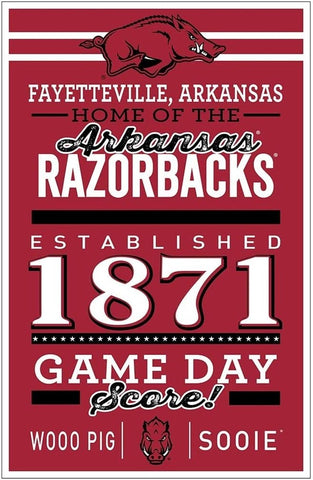 Arkansas Razorbacks Sign 11x17 Wood Established-0