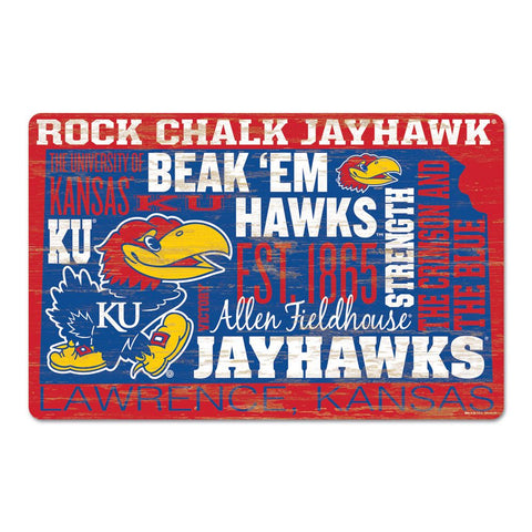 Kansas Jayhawks Sign 11x17 Wood Wordage-0