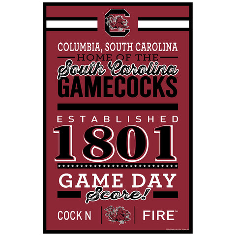 South Carolina Gamecocks Sign 11x17 Wood Established Design-0
