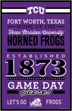 TCU Horned Frogs Sign 11x17 Wood Established-0