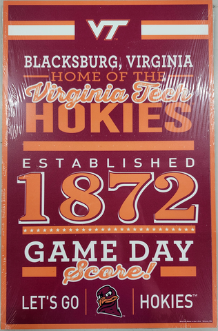 Virginia Tech Hokies Sign 11x17 Wood Established-0