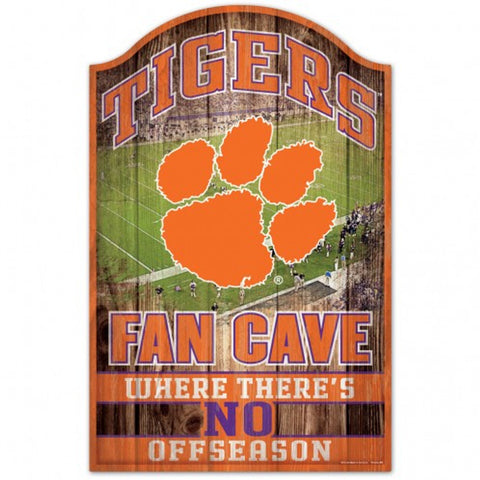 Clemson Tigers Sign 11x17 Wood Fan Cave Design - Special Order-0