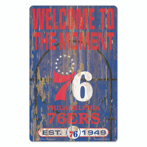 Philadelphia 76ers Sign 11x17 Wood Slogan Design-0