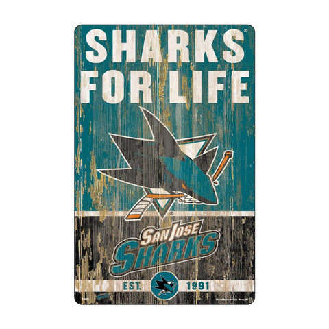 San Jose Sharks Sign 11x17 Wood Slogan Design-0