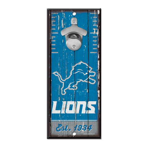 Detroit Lions Sign Wood 5x11 Bottle Opener-0