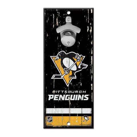 Pittsburgh Penguins Sign Wood 5x11 Bottle Opener - Special Order-0