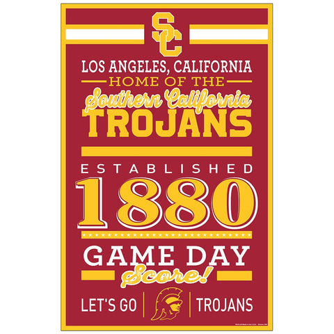 USC Trojans Sign 11x17 Wood Established Design - Special Order-0