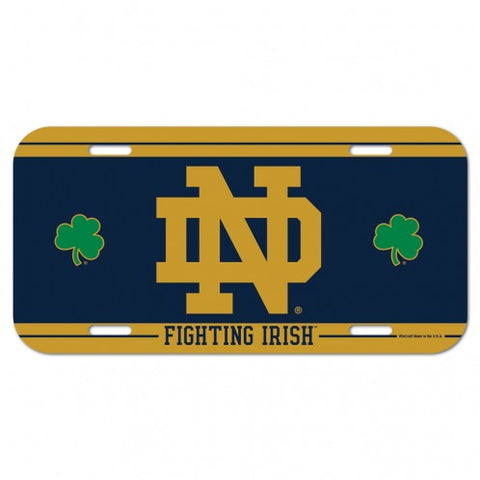 Notre Dame Fighting Irish License Plate Plastic Shamrocks Design-0