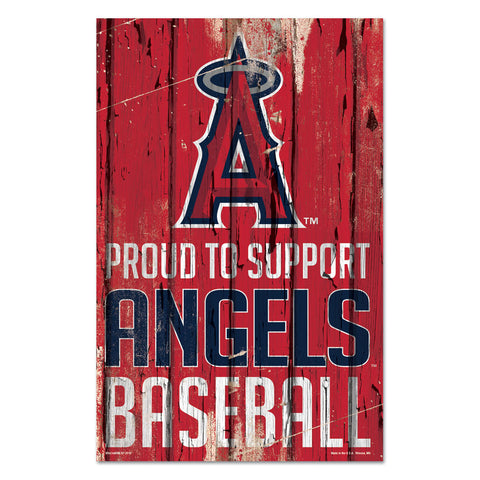 Los Angeles Angels Sign 11x17 Wood Proud to Support Design-0