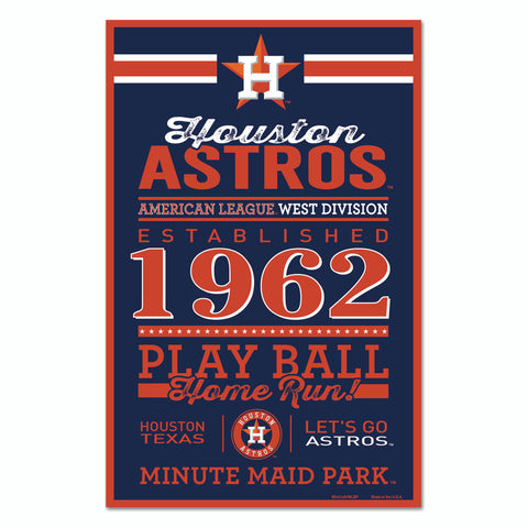 Houston Astros Sign 11x17 Wood Established Design - Special Order-0