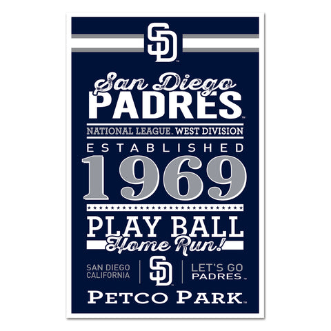 San Diego Padres Sign 11x17 Wood Established Design-0