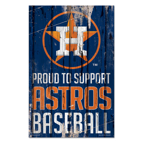 Houston Astros Sign 11x17 Wood Proud to Support Design-0