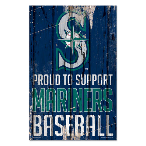 Seattle Mariners Sign 11x17 Wood Proud to Support Design-0