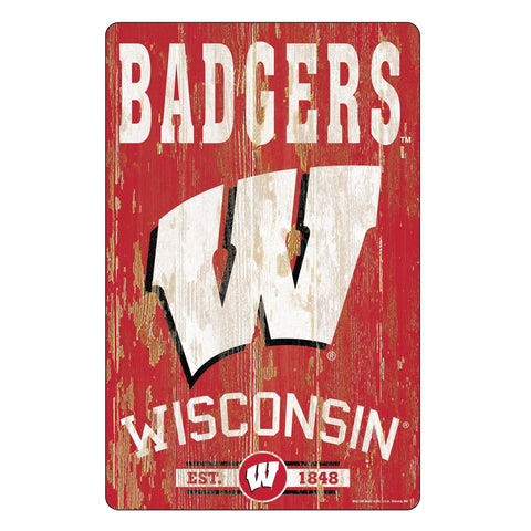 Wisconsin Badgers Sign 11x17 Wood Slogan Design-0