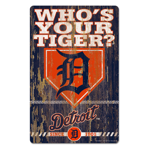 Detroit Tigers Sign 11x17 Wood Slogan Design-0