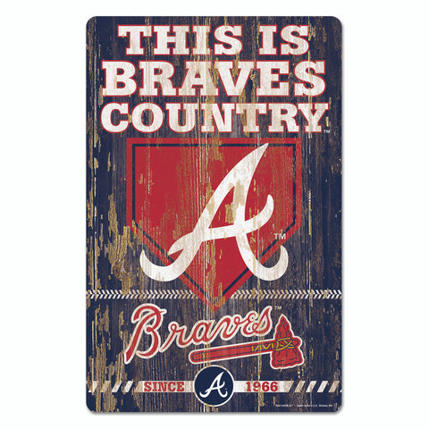 Atlanta Braves Sign 11x17 Wood Slogan Design-0