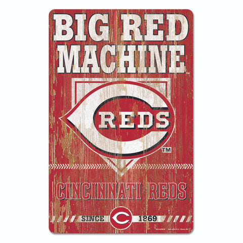 Cincinnati Reds Sign 11x17 Wood Slogan Design-0