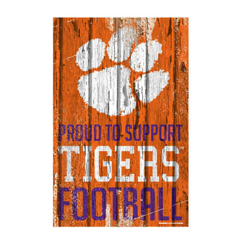 Clemson Tigers Sign 11x17 Wood Proud to Support Design - Special Order-0